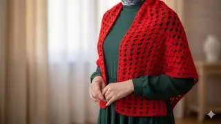أسرع شال كروشيه مستطيل ممكن تعمليه في يوم واحد فقط!