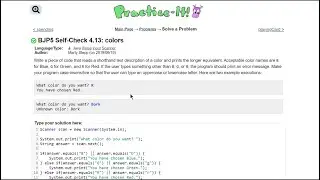 Java Practice It || 4.13 colors || if/ else statement, scanner, input