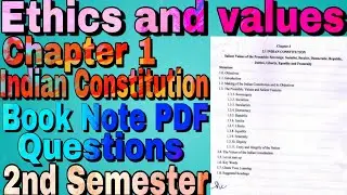 Ethics and values Chapter 1 Indian Constitution Book pdf note question 2nd Semester#ethicsandvalues