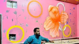 how to wall art Painting Designed ❤️🌹🥰 #roj #viral #drawing #india #painting #shortvideo 