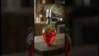 Hitting Glass Strawberry with a Hammer (ASMR) #asmr #satisfying #glassfruit