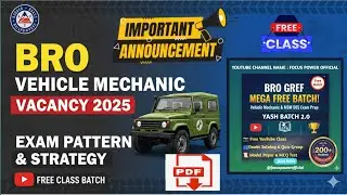 🚗 BRO Vehicle Mechanic 2025 Full Syllabus & Exam Strategy Explained|| Vehicle Mechanic Bharti Syl...
