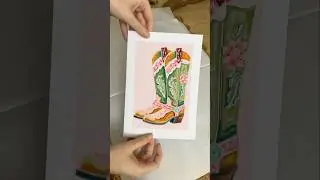 Pack an order! Pink & green cowboy boots! #wallart #print #cowboy #cowboyboots #artprint