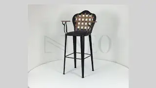 NEO 120025E Wooden Back Metal Bar Stool