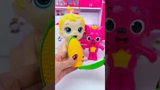 ASMR Unboxing Minnie Mouse & Pinkfong Corn Banana Toy | Satisfying Miniature Kitchen Set #shorts