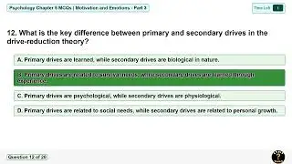 Psychology Chapter 5 MCQs | Motivation and Emotions | Multiple Choice Questions - Part 3