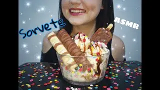 ASMR Brasil Sorvete com Kinder Bueno e confeitos | Shh Escute