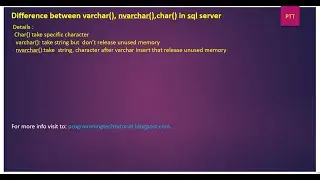 Diffrence between  char,Varchar,Nvarchar in Sql