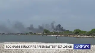 Rockport truck bursts into flames after battery explodes