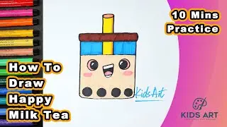 How to Draw Happy Milk Tea🐄🍵 | KIDS ART HOW TO DRAW