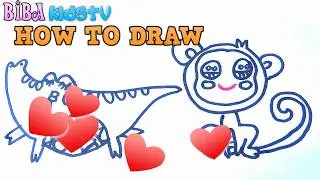 How To Draw Cute Crocodile, Monkey Easy/Coloring Pages For Kids