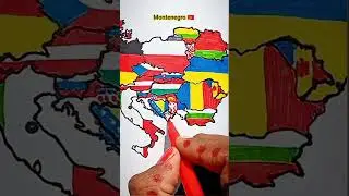 Нарисуйте карту Черногории с флагом 🇲🇪 #montenegro #flag #map #drawing
