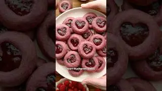 Raspberry Heart Thumbprint Cookies 💕