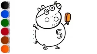 Dad peppa pig 🐖🌈❤️| step-by-step dady pig Drawing | colorful dady pig