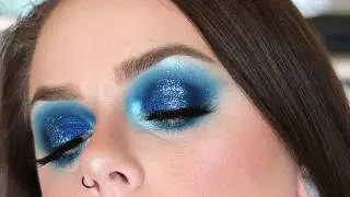 sapphire blue glitter makeup tutorial | melt blueprint stack | faux freckles | the fangirl eclectic