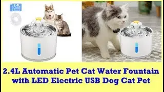 2.4L Automatic Pet Cat Water Fountain with LED Electric USB Dog Cat Pet Mute Drinker Feeder Bowl Pet