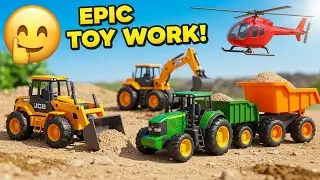 🚁 Toy Helicopter & JCB Mega Action! 🚜 Real Toy Vehicles Working Together | ToyWorks Studio
