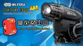 BLITZU Gator 320 AAA Battery Powered Bike Light Set Powerful Lumens Bicycle Headlight Tail Light