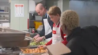 Prince William & Prince George prepare food for homeless people at The Passage.