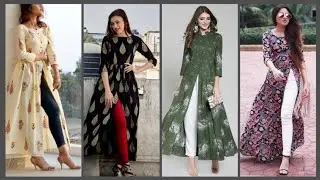 High slit long kurti design ideas | high waist cut kurti, long kurtis with side slit, slit kurti