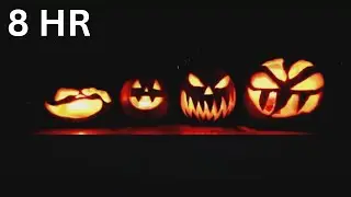 8-Hour Flickering Jack-o&rsquo;-Lantern with Distant Thunder | Pumpkin Sleep Ambience