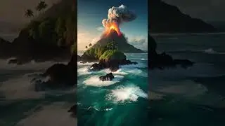 Lava eruption on an Island 🌋 #lava #volcano #Nature #Wildlife #Landscape