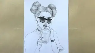 How to draw cute girl | beautiful girl sketch | easy drawing for beginner | learn to draw | រៀនគូរ
