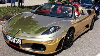 Chrome gold Ferrari F430 Spider | Revs and acceleration | Saisonopening Augsburg