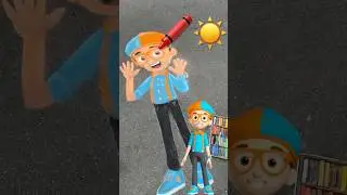 DIY a Blippi Chalk 🖍️Masterpiece! ☀️Outdoor Crafts for Kids! #blippi #shorts