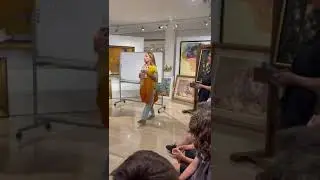 Wafa Roz, head of Research at Dalloul Art Foundation, teaches students about the world art economy.