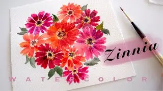 Watercolor loose Zinnia Flower Painting Tutorial || Beginners Tutorial [ANYBODY CAN PAINT] || Mrugla