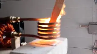 induction heater used to burn wood