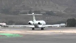 Private Tag Aviation Bombardier BD 700 1A10 Global 6000 EC-LTF Taxing at Madrid Barajas MAD