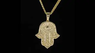 Helloice Hamsa Hand Pendant in Gold