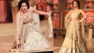 Saba Qamar Falling Down During Ramp Walk on Day 3 Pantene Hum Bridal Couture Week 2017