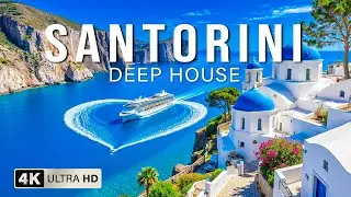[4K] Santorini 🇬🇷 Breathtaking Cliffside Views, Iconic White-Washed Villas & Azure Waters
