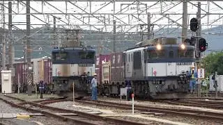 EF64のパンタ上げと貨物列車入換作業を伯耆大山駅裏で撮影(2020/6/20)