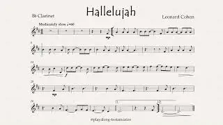 Clarinet Playalong - Hallelujah (Leonard Cohen) Bb sheet music with Piano & Strings accompaniment