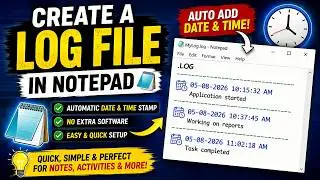 📅 Create a Log File in Notepad | Auto-Date & Time Stamp 🕒