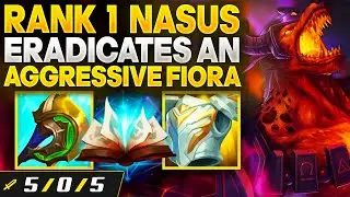 Rank 1 Nasus Eradicates Aggressive Fiora (NO DEATHS)!  | Carnarius | League of Legends