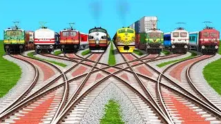 Eight Trains Railroad 💕Crossing By Diamond Railroad Tracks | indian train simulator: game