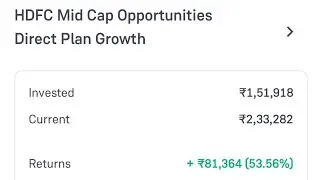 🚀🚀 HDFC midcap opportunity fund given 81000 k Return🔥🎯#sip #viralvideo #groww #yt  @Mutual-fund-pro