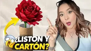 👉 Flor realista con list&oacute;n y tubo de cart&oacute;n 🌹 | Manualidades f&aacute;ciles paso a paso