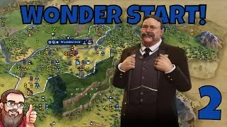 Civilization 6 - Wonder Start - 'Bull Moose' Teddy on Mount Roraima! Civ 6 America Gameplay - Ep.2