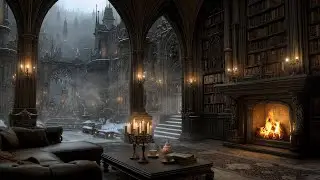 Gothic Castle & Warm Winter Fireplace | Dark Academia Piano Music | Relax, Study & Reading