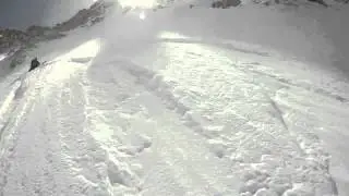 freeride couloir des cosmiques, chamonix powder steep skiing