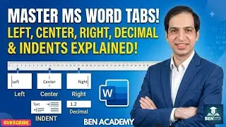 Using Tabs in MS Word | Left, Center, Right, Decimal & indentation Tabs Explained