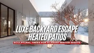 Luxe Backyard Escape  Heated Patios   Sculptural Trees for Elegant Winter Nights