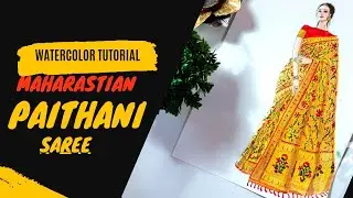 Darw PAITHANI (maharastian)Saree || How to draw Saree Easy || Fashion illustration 🎨🖌️