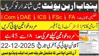 Punjab Urban Unit jobs online apply 2025 || District Data Officer jobs Online apply 2025